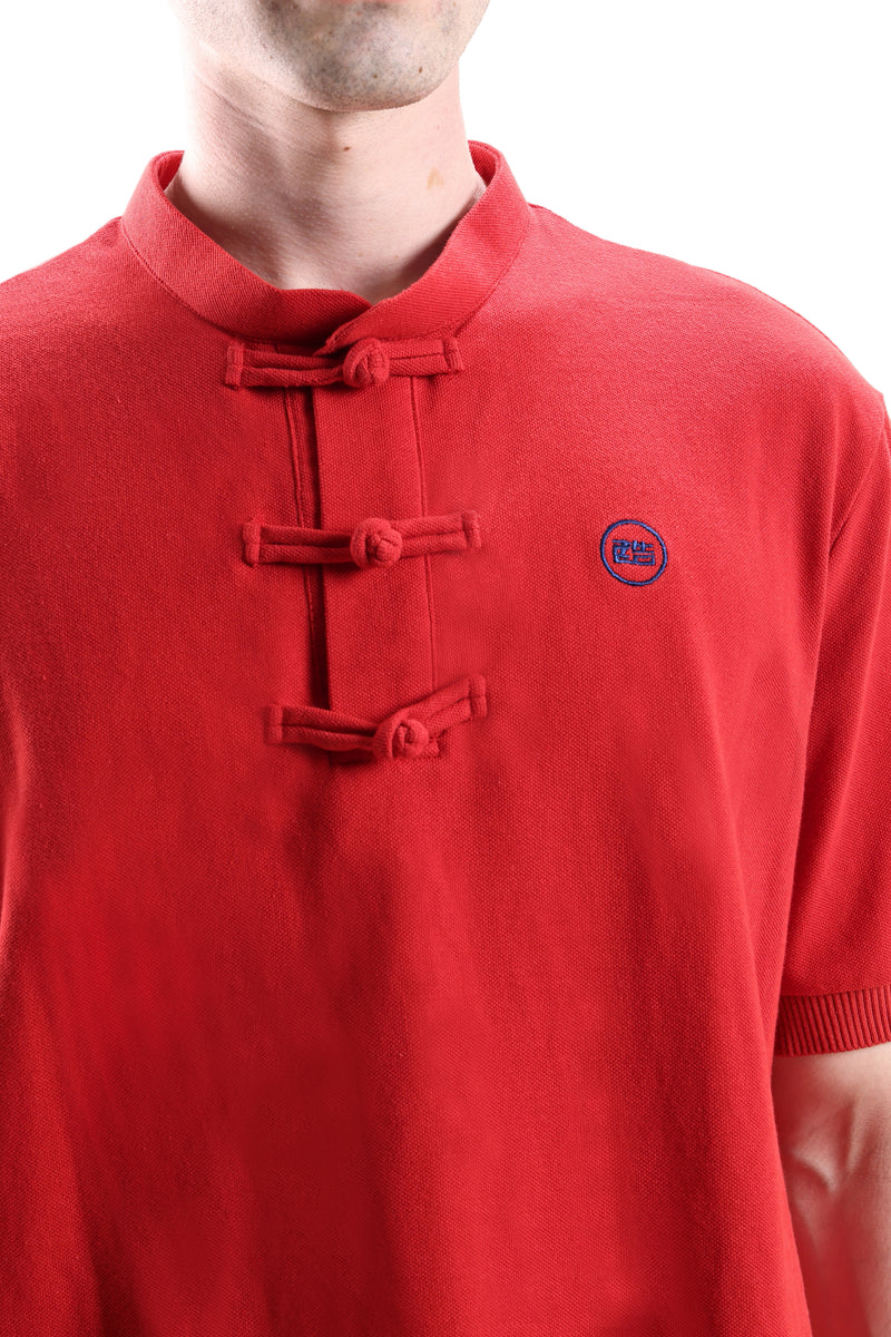 Cypherhood 男裝型格紅色中式Polo恤