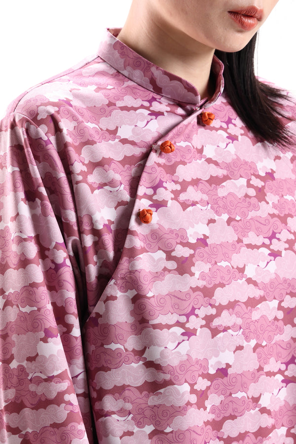 ADELE Long Sleeve Loose Cheongsam (Pink)