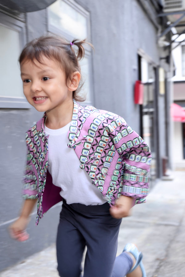 Yi-ming 小童 MARJO 麻雀圖案中式外套 (紫色)