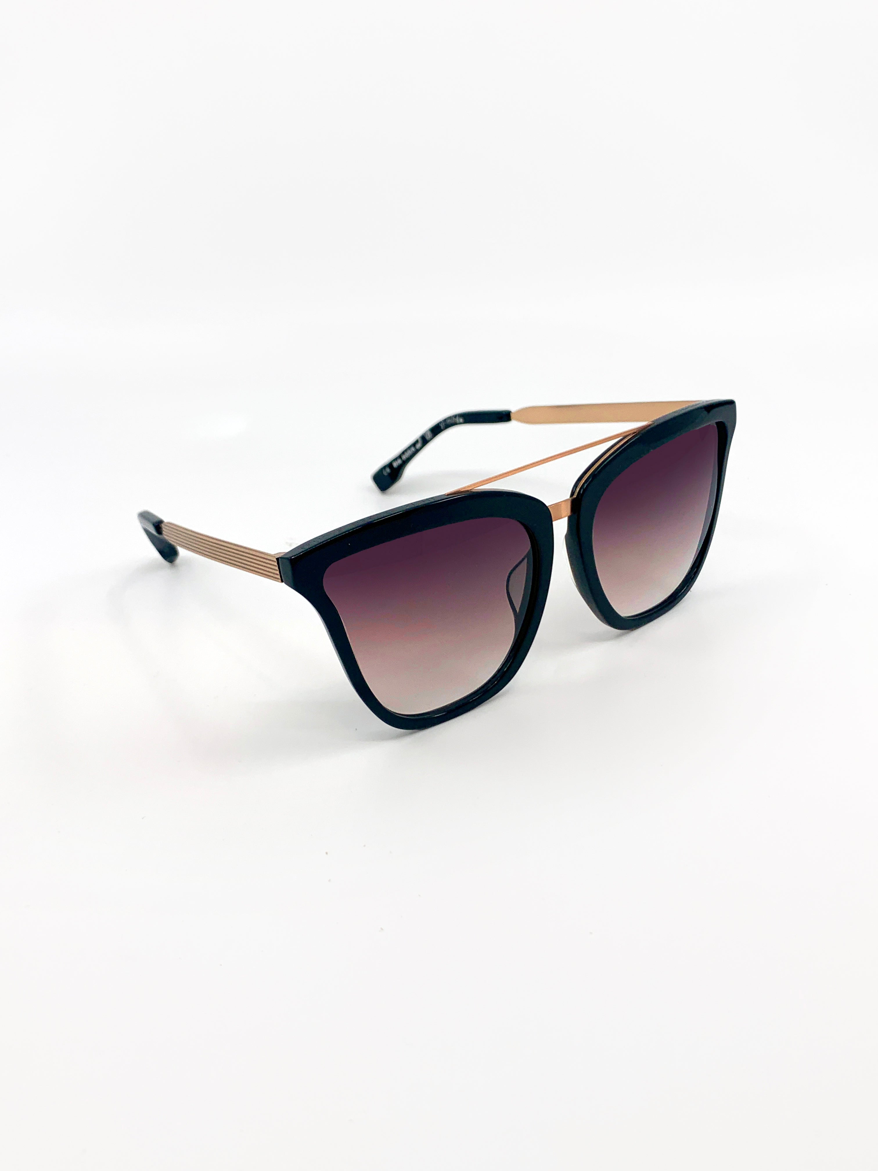 Yi-ming X Big Horn Butterfly Black Matt Gold Sunglasses.