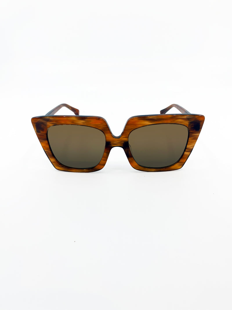 Yi-ming X Big Horn Butterfly Havana Tortoiseshell Sunglasses