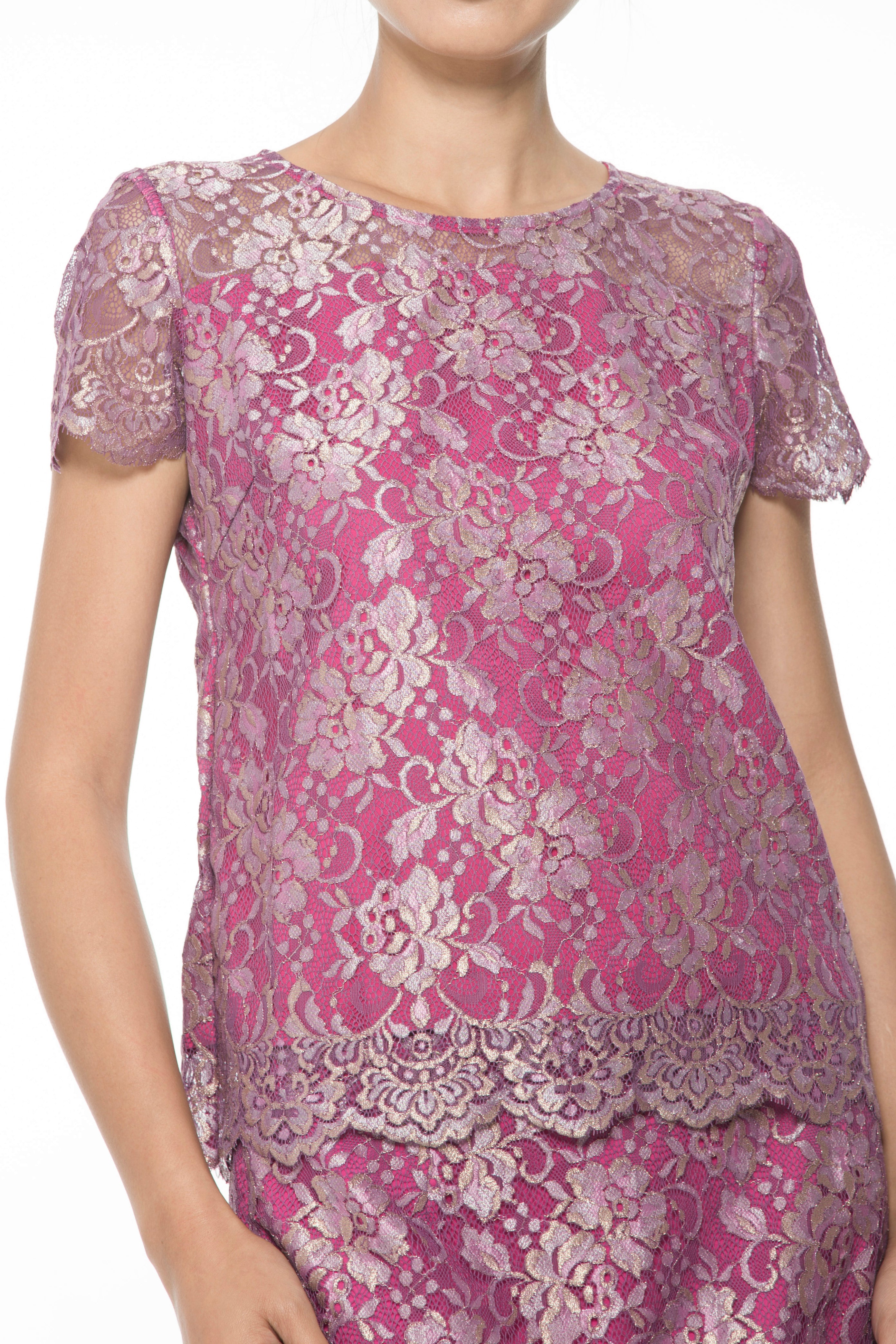 PURPLE LACE SHORT SLEEVES TOP