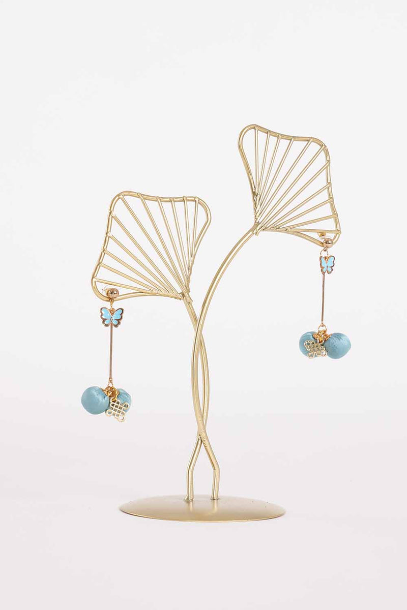 OLGA Chinese Puff Earrings with Alphabets (Blue)