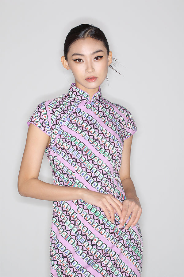 Yi-ming MARJORIE 麻雀圖案印花長衫 (紫色)