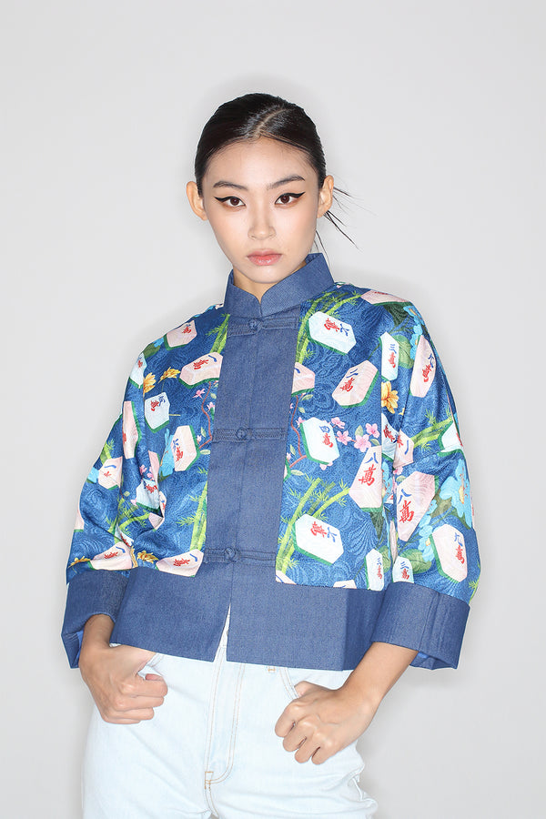 KYLIN Mahjong Print Denim Jacket (Blue)