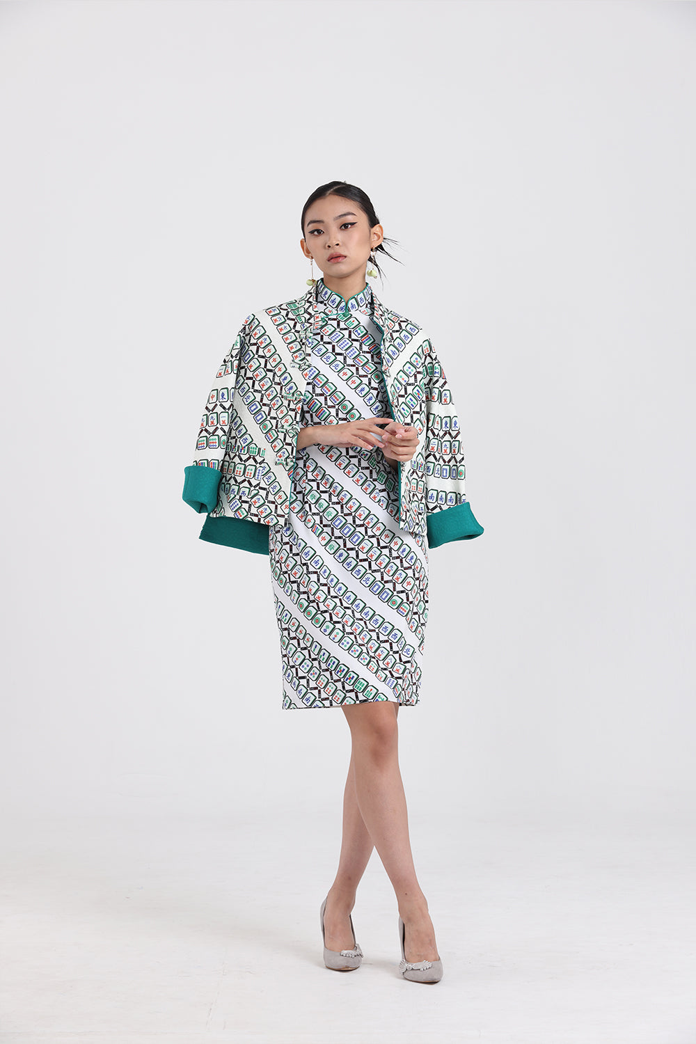 MAHJONG Reversible Oriental Jacket (Beige / Green)