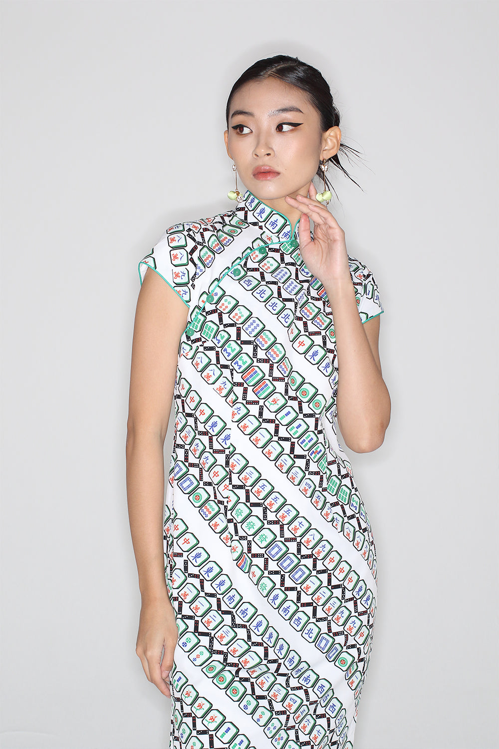 Yi-ming MARJORIE 麻雀圖案印花長衫 (綠色)