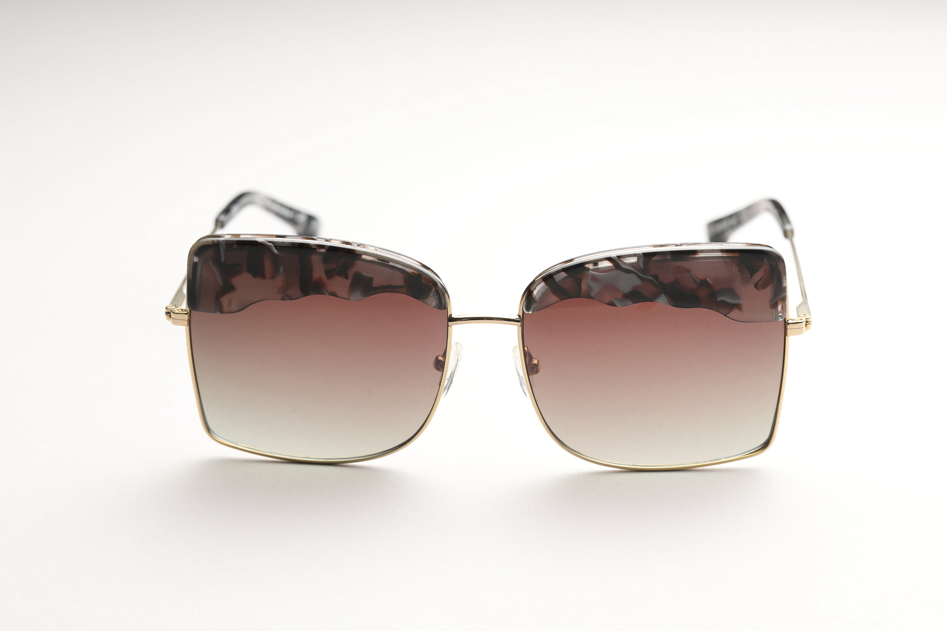 Yi-ming X Big Horn Square Chic Eye Shape Eyebrow Decoration Sunglasses (Gold / Black Tortoise)