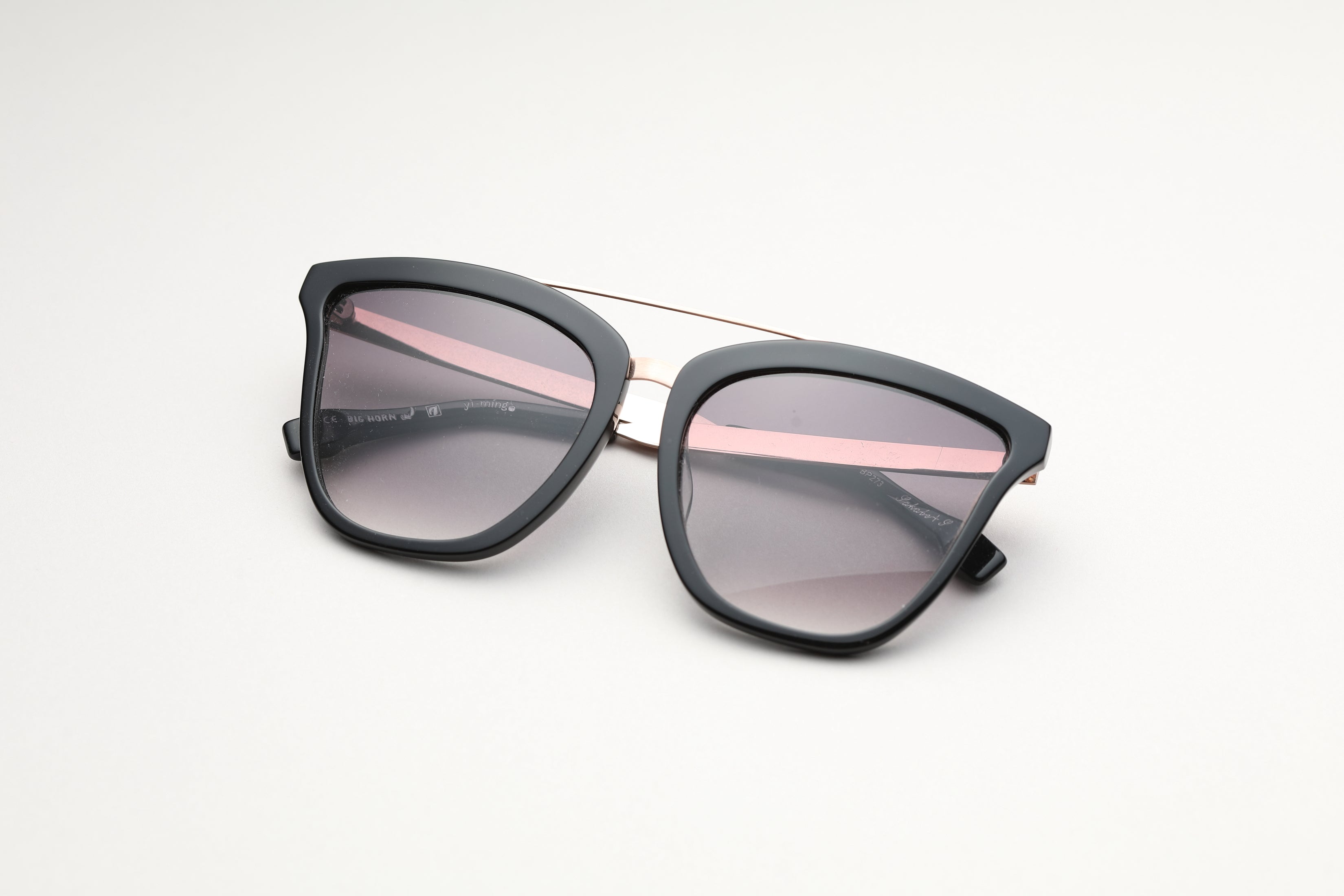 Yi-ming X Big Horn Butterfly Black Matt Gold Sunglasses.