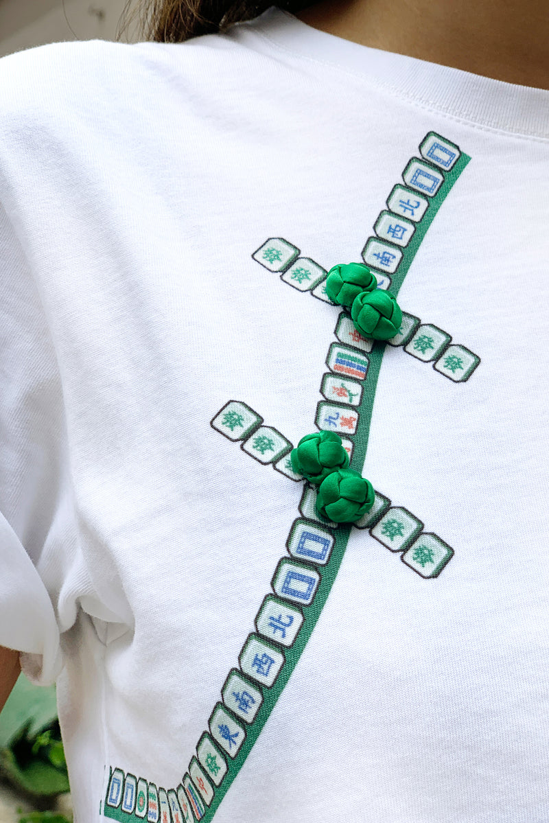 IRINA FRONT FLAP MAHJONG PRINT TEE - GREEN