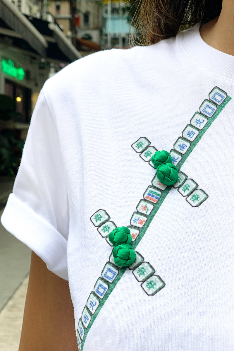 IRINA FRONT FLAP MAHJONG PRINT TEE - GREEN